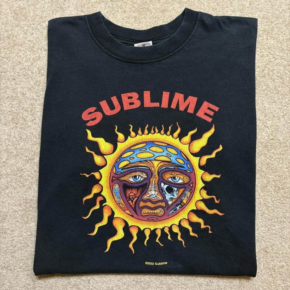 Vtg Sublime Shirt Mens Large Black Sun Logo Graphic Band Tee 2002 Y2K Ska Punk